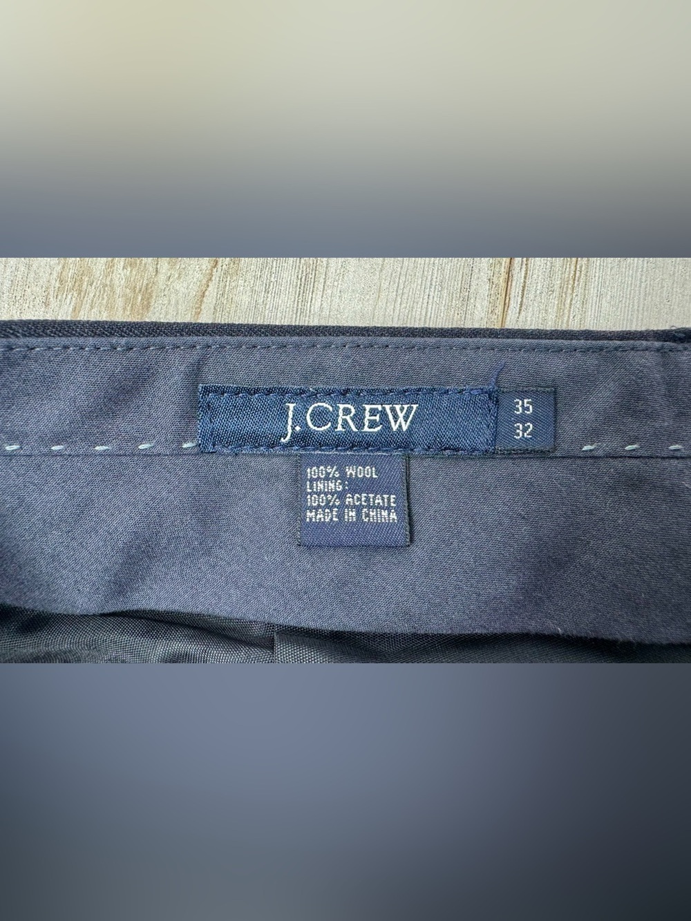 J.Crew Pants Mens 35x32 Navy Blue Wool Dress Suit Trouser - Picture 4 of 10